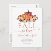秋インラブハートフローラパンプキンブライダルシャワー ポストカード (正面/裏面)