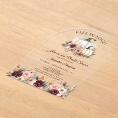 秋インラブバラフローラブルゴーニュブライダルシャワー アクリル招待状 (レイダウン)