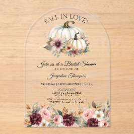 秋インラブバラフローラブルゴーニュブライダルシャワー アクリル招待状