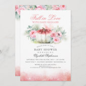 秋インラブバラ金ゴールドグリッターパンプキンベビーシャワー 招待状 (正面/裏面)