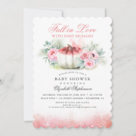 秋インラブバラ金ゴールドグリッターパンプキンベビーシャワー 招待状