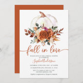 秋インラブバーンオレンジフローラブライダルシャワー 招待状 (正面/裏面)