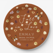 秋インラブバーンオレンジワイルドフラワーブライダルシャワー ペーパープレート (正面)
