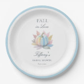 秋インラブパステルブルーパンプキンブライダルシャワー ペーパープレート (正面)