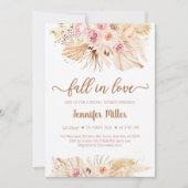 秋インラブパンパスグラスボホブライダルシャワー 招待状 (正面)