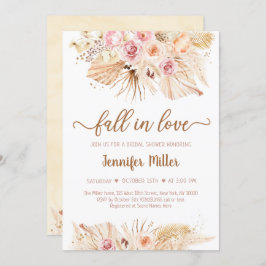 秋インラブパンパスグラスボホブライダルシャワー 招待状