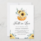 秋インラブパンプキンアンドサンフラワーブライダルシャワー 招待状 (正面)