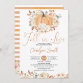 秋インラブパンプキンオータムフローラブライダルシャワー 招待状 (正面/裏面)
