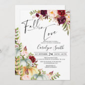 秋インラブパンプキンオータムフローラブライダルシャワー 招待状 (正面/裏面)