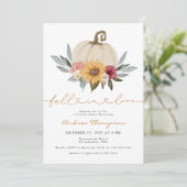 秋インラブパンプキンサンフラワー秋ブライダルシャワー 招待状 (スタンド正面)