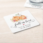 秋インラブパンプキンス結婚ズ スクエアペーパーコースター (アングル)