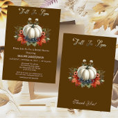 秋インラブパンプキンズオータムブラウンブライダルシャワー 招待状