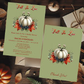 秋インラブパンプキンズフォレストグリーンブライダルシャワー 招待状