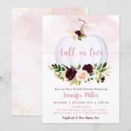 秋インラブパンプキンピンクバーガンディブライダルシャワー 招待状