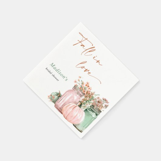 秋インラブパンプキンフローラジャースブライダルシャワー スタンダードカクテルナプキン (角)