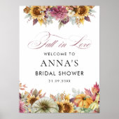 秋インラブパンプキンブライダルシャワーウェルカムサイン ポスター (正面)
