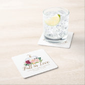 秋インラブパンプキンブライダルシャワーコースター スクエアペーパーコースター (インサイチュ)