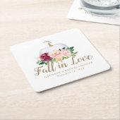 秋インラブパンプキンブライダルシャワーコースター スクエアペーパーコースター (アングル)