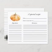 秋インラブパンプキンブライダルシャワーレシピカード