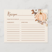 秋インラブパンプキンブライダルシャワーレシピカード ポストカード (正面)