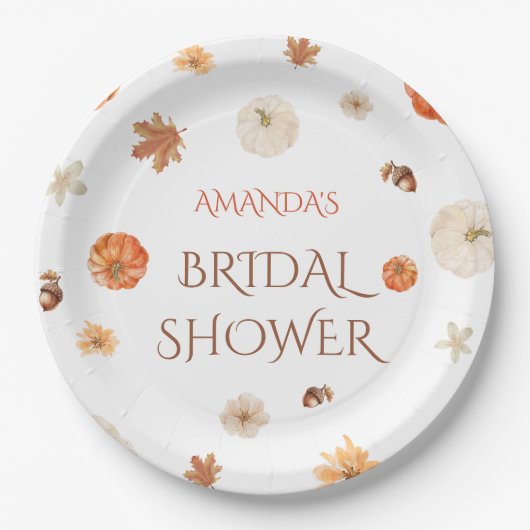 秋インラブパンプキンブライダルシャワー植物学 ペーパープレート (正面)
