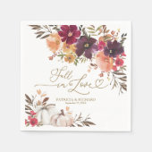 秋インラブパンプキンブルゴーニュ結婚フローラ スタンダードカクテルナプキン (正面)