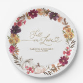 秋インラブパンプキンブルゴーニュ結婚フローラ ペーパープレート (正面)