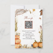 秋インラブパンプキンボタニカルオータムウェディングRSVP 出欠カード (正面)