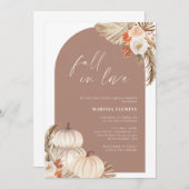 秋インラブパンプキンボホオータムブライダルシャワー 招待状 (正面/裏面)