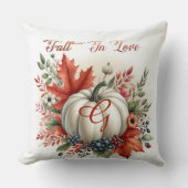 秋インラブパンプキンモノグラム紅葉 素朴 クッション (正面)