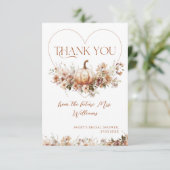 秋インラブパンプキンワイルドフラワーブライダルシャワー サンキューカード (スタンド正面)