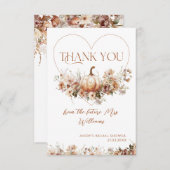 秋インラブパンプキンワイルドフラワーブライダルシャワー サンキューカード (正面/裏面)
