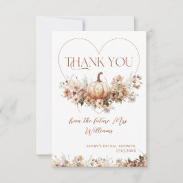 秋インラブパンプキンワイルドフラワーブライダルシャワー サンキューカード
