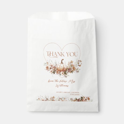 秋インラブパンプキンワイルドフラワーブライダルシャワー フェイバーバッグ (正面)