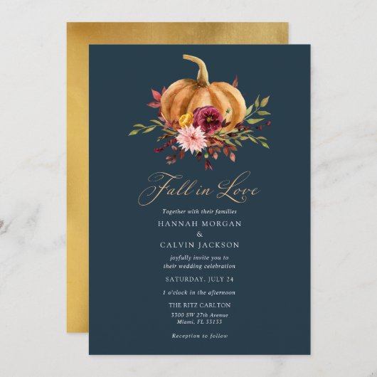 秋インラブパンプキン結婚式招待状 招待状 (正面/裏面)
