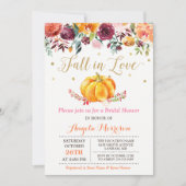 秋インラブパンプキン金ゴールドピンクブライダルシャワー 招待状 (正面)