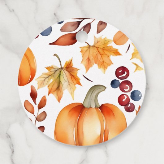 秋インラブパンプキ葉ンリースブライダルシャワー フェイバータグ (裏面)