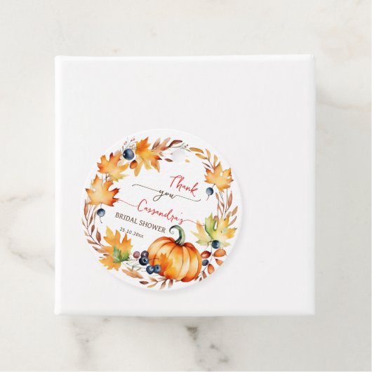 秋インラブパンプキ葉ンリースブライダルシャワー フェイバータグ (インサイチュ)