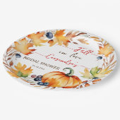 秋インラブパンプキ葉ンリースブライダルシャワー ペーパープレート (アングル)