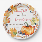 秋インラブパンプキ葉ンリースブライダルシャワー ペーパープレート (正面)