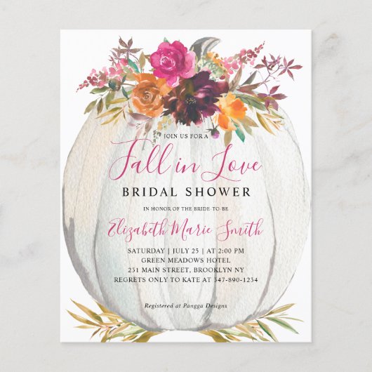 秋インラブパープルフローラパンプキンブライダルシャワー (正面)