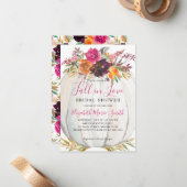 秋インラブパープルフローラパンプキンブライダルシャワー ノートカード (正面/裏面インサイチュ)
