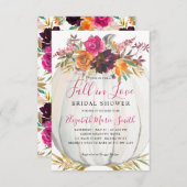秋インラブパープルフローラパンプキンブライダルシャワー ノートカード (正面/裏面)