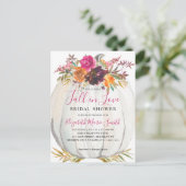 秋インラブパープルフローラパンプキンブライダルシャワー ポストカード (スタンド正面)