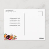 秋インラブパープルフローラパンプキンブライダルシャワー ポストカード (裏面)