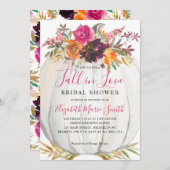 秋インラブパープルフローラパンプキンブライダルシャワー 招待状 (正面/裏面)