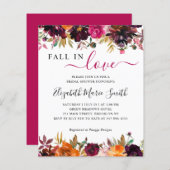 秋インラブパープルフローラブライダルシャワー招待状 (正面/裏面)