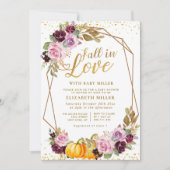 秋インラブパープルフローラベビーシャワー 招待状 (正面)