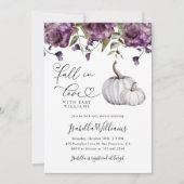 秋インラブパープルフローラベビーシャワー 招待状 (正面)