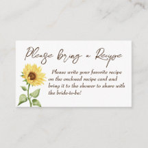 秋インラブヒマワリブライダルシャワーレシピ